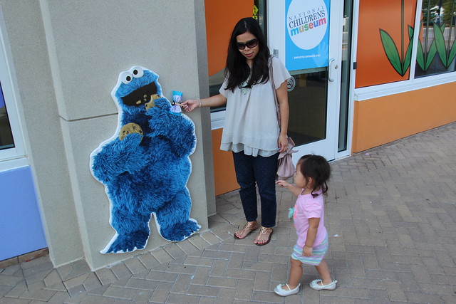 Saying goodbye to Cookie Monster on the way out of the National Children's Museum