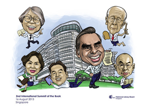 digital group caricatures for National Library (NLB) - 1