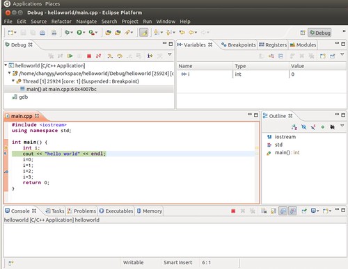 Ubuntu 12.04 Eclipse C++ Project Debug 6