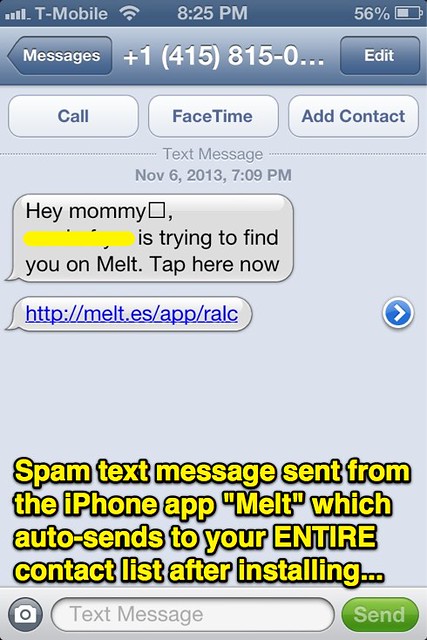 Melt App SMS Spam