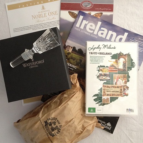 Loving the #tasteofireland goodies... Off to eat soda bread, watch a video and stroke my #waterford ;D