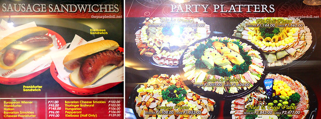 Earle's Delicatessen Menu Sausage Sandwiches and Party Platters