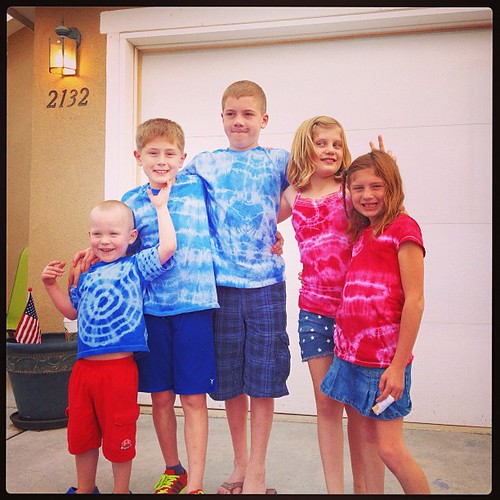 Patriotic cousins in their tie dyed t-shirts. #summer2013 #fourthofjuly