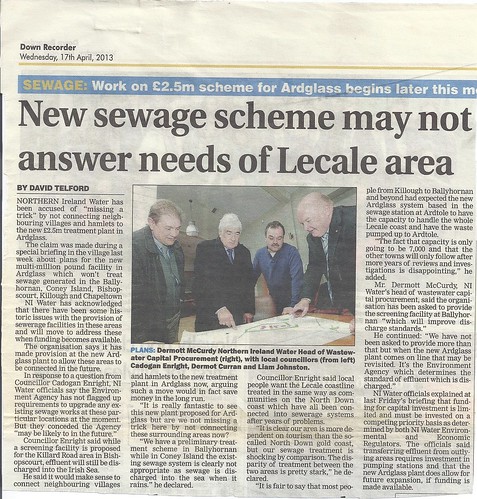 17th April 2013 NI Water fails Lecale Coast Tourism by CadoganEnright