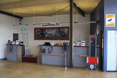 Check in counters at Arrivals door at Mount Hotham Airport