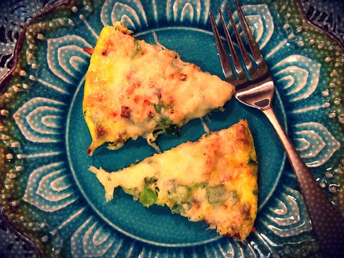 Pepper and Turkey Sausage Egg Pizza by Heather Says