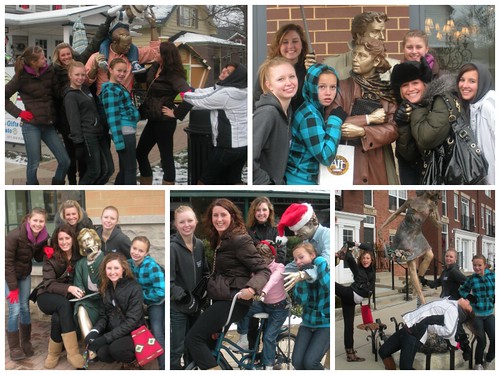 How to Survive a Holiday Staycation: pose with your Posse! Photos taken in Carmel, IN: with the Man-on-the-Street series by J. Seward Johnson Jr.