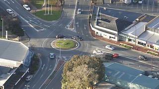 An aerial shot of the notorious Blackwood roundabout. Source: News Limited.