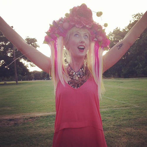 Allyson in her solstice headdressed glory, welcoming in the summer...