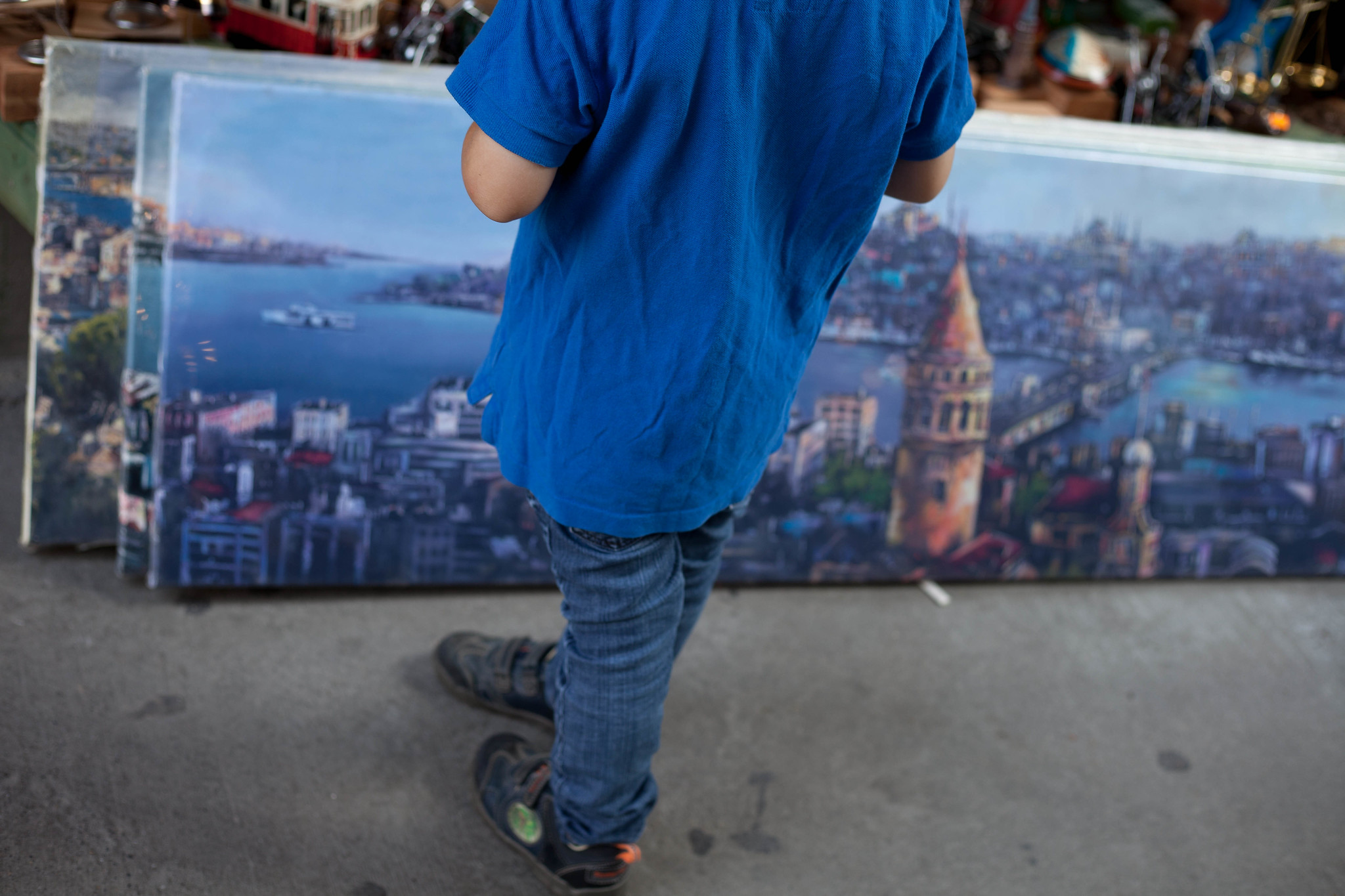 Galata Tower on a tourist shop painting.