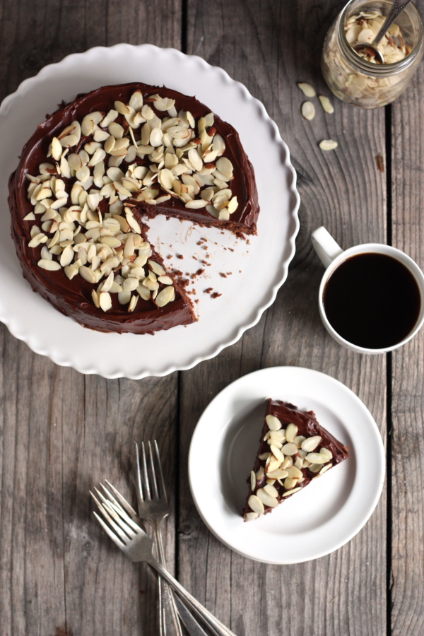 Chocolate Almond Cake, rich and decadent! completelydelicious.com