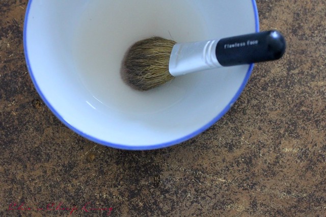 Brush in cleaning liquid - by Chic n Cheap Living