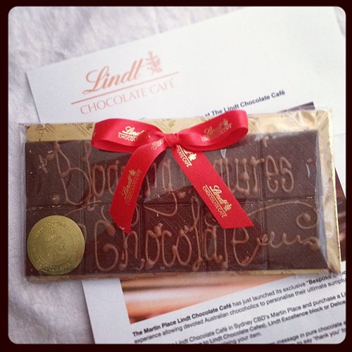 #chocolate delivery of the new @lindtaustralia bespoke  handwritten chocolate from Martin Place cafe - #treats! #gift