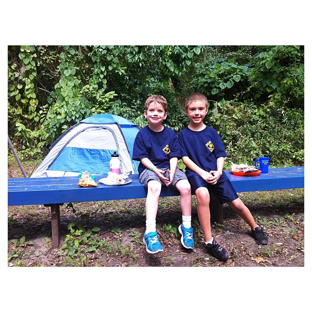 At the Cub Scout Cuboree with his friend. | Jett had so much fun today! The outdoors is HIS element. #cubscouts