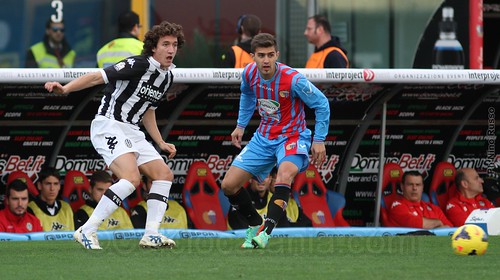 Giannetti in azione al Massimino nel match di Tim Cup contro il Catania