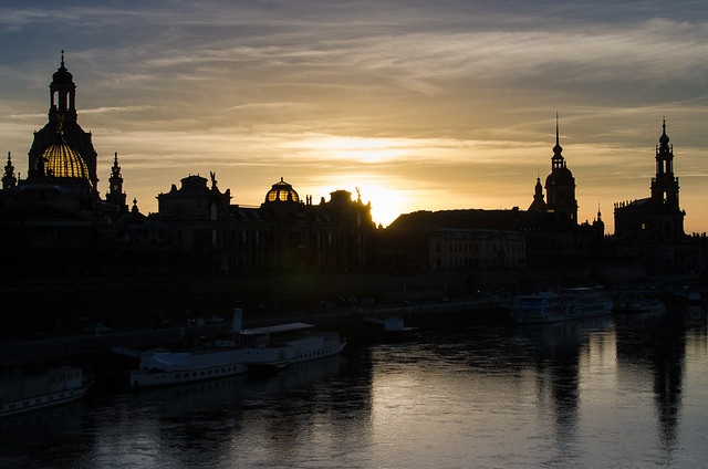 Altstadt Dresden im Sonnenuntergang