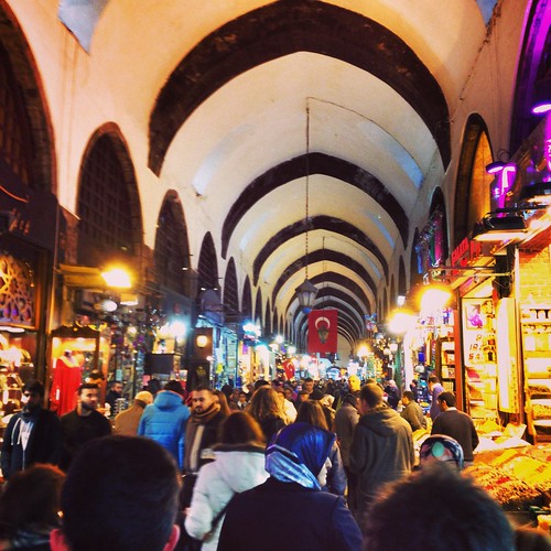inside the busy Spice bazaar in Istanbul