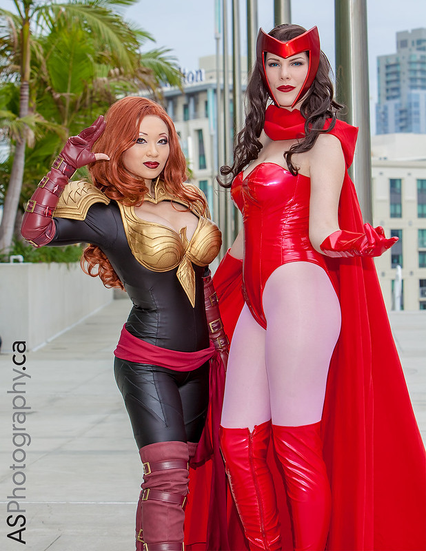 Marvel Avengers Alliance Phoenix by the amazing Yaya Han and Scarlet Witch by the awesome GillyKins at Comic-Con SDCC 2013