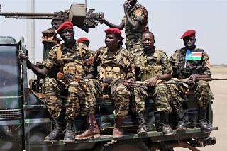 South Sudan troops on patrol. The soldiers have taken back the capital of Unity state on January 10, 2014. by Pan-African News Wire File Photos