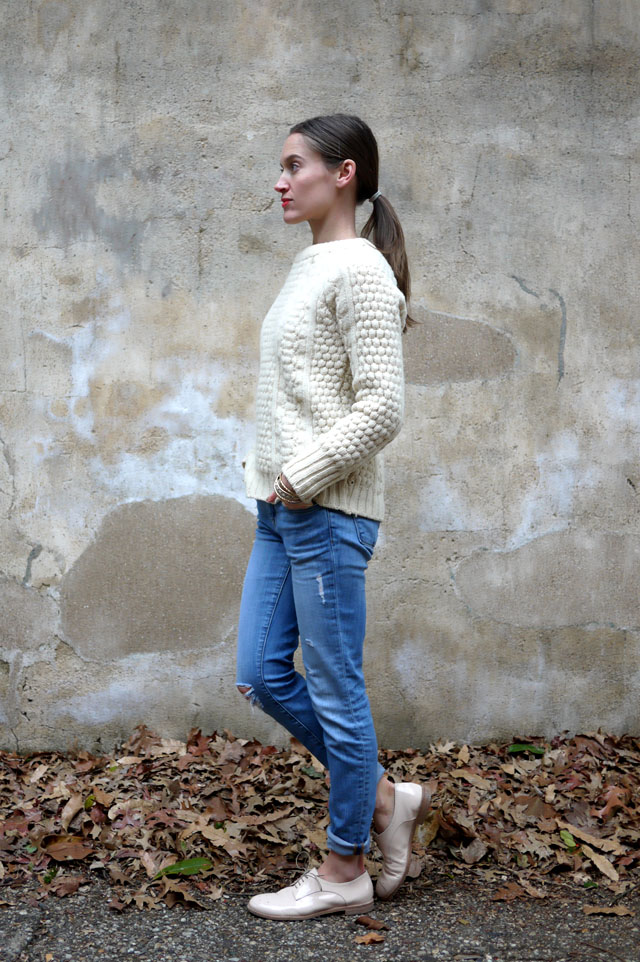 6 jbrand skinny jeans brogues and fisherman sweater ethical style blog