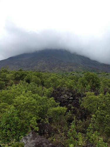 Arenal volcano was covered with clouds during time we stayed there