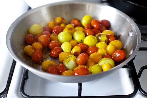 burst and sauteed tiny tomatoes