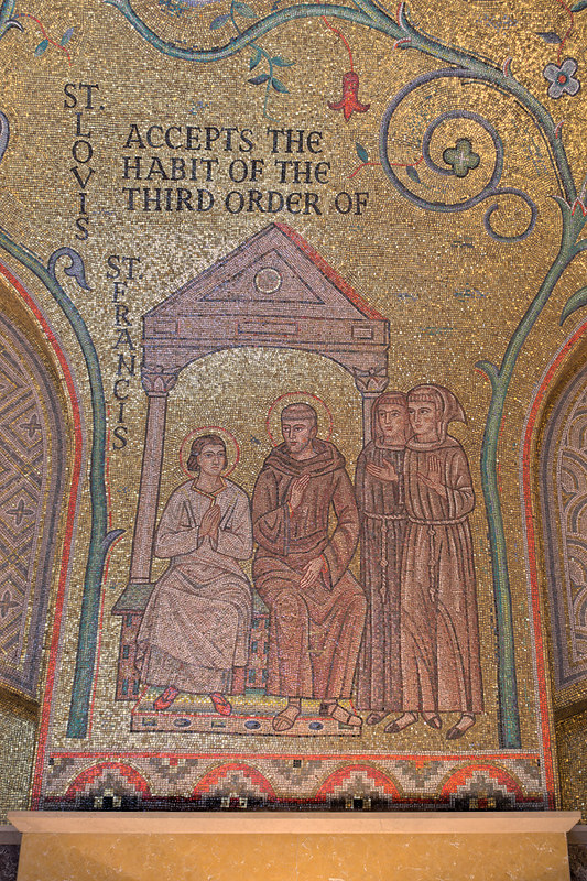 Cathedral Basilica of Saint Louis, in Saint Louis, Missouri, USA - mosaic 8 in Narthex - St. Louis Accepts the Habit of the Third Order of St. Francis