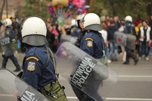 Police at Thessaloniki military parade