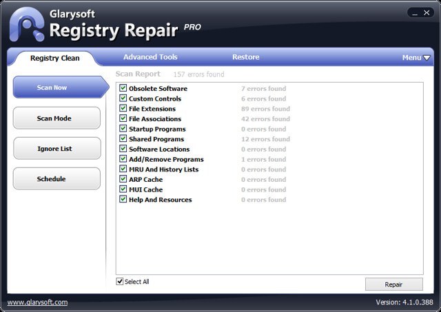 Glarysoft Registry Repair v4.1.0.388