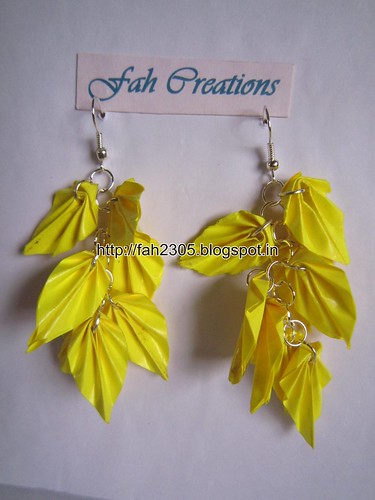 Handmade Jewelry - Origami Paper Leaves Earrings (14) by fah2305