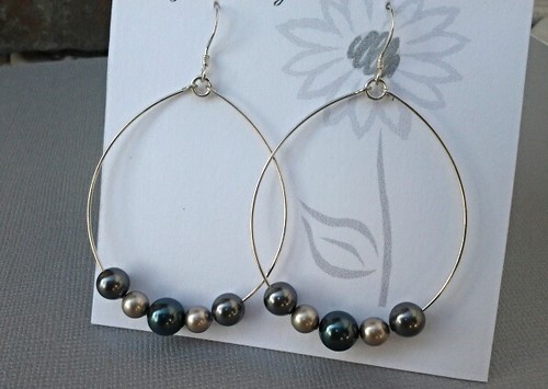 Glass pearl hoop earrings by Christina Ann Jewelry