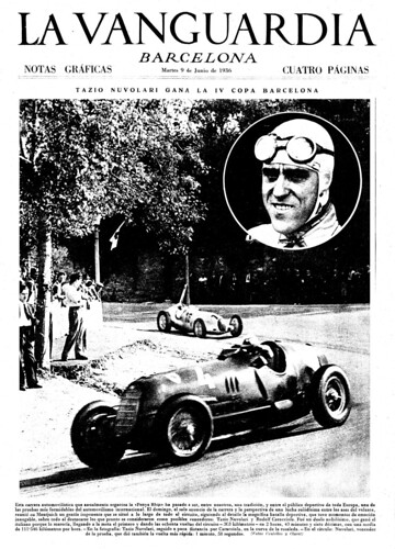 Barcelona, 7 de junio de 1936: Tazio Nuvolari gana la IV Copa Barcelona, fotos: Centelles (superior) y Claret (página). by Octavi Centelles