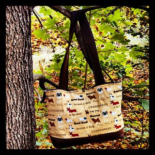 Day 25 #October #yarnpadc Project Bag - one of many, this tote was custom made by an awesome friend #dogs