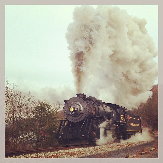 Our afternoon adventure...chasing 734... #westernmarylandscenicrailroad, #steamengine