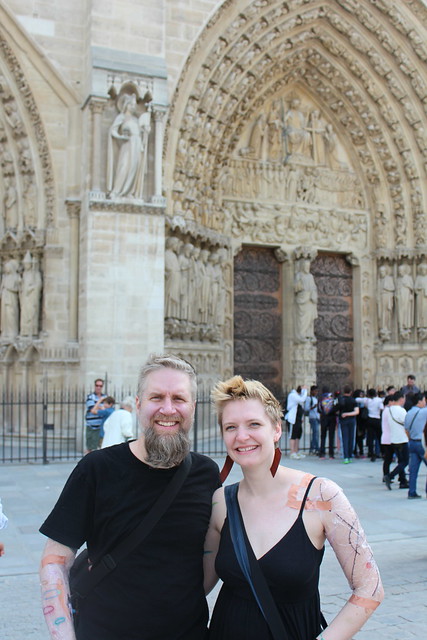 Fuzzy and Erica outside the Notre Dame