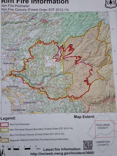 he National Forest Service outlines the Rim Fire Boundaries