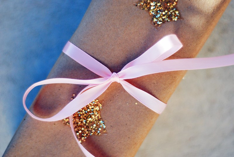 DIY glitter star wrapping paper
