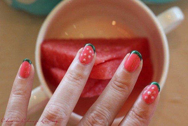 Watermelon manicure with watermelon by Chic n Cheap Living