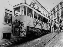 Lissabon in zwart/wit.