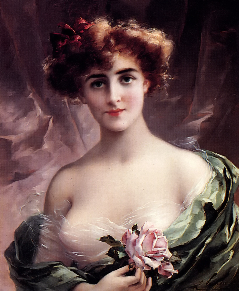 The Pink Rose by Emile Vernon - Date unknown