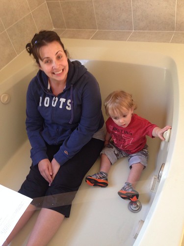 Auntie Lauren in Giant Tub with Martin