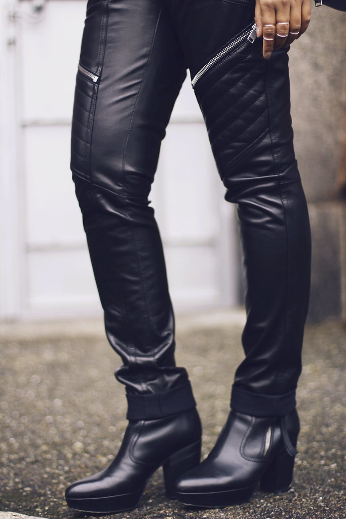 Saint Laurent Paris motorcycle leather jacket pants-Givenchy Obsedia- Givenchy Bambi- Unger Fashion