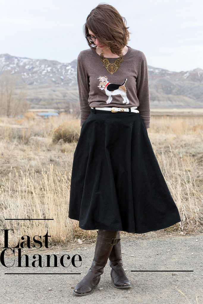 fox terrier, sweater, joules, black skirt, vintage, wyoming, never fully dressed, withoutastyle, 