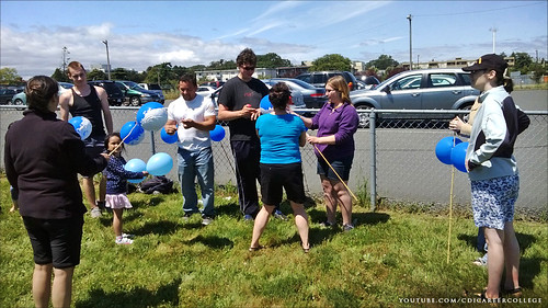 CDI College Student Appreciation BBQ in Victoria, BC - Everybody is Playing Shave the Balloon Group Game