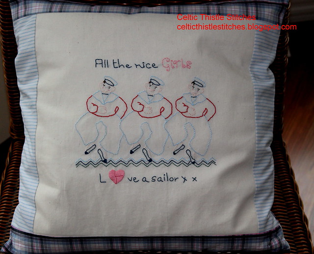Embroidered cushion using a Bustle and Sew pattern