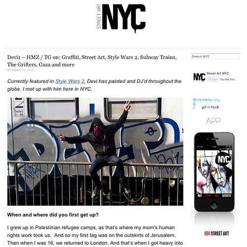 Check out interview with international writer and DJ -- Devi1 at StreetArtNYC.org by LoisInWonderland