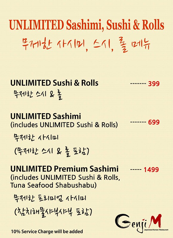 Unlimited Sashimi, Sushi and Rolls at Genji M