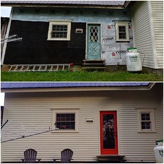 west side of farmhouse: before & after #diy #homestead #housepainting #renovations