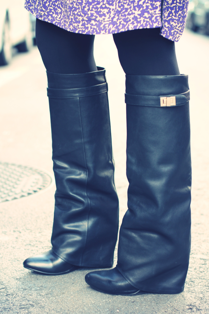 High boots + leather jacket