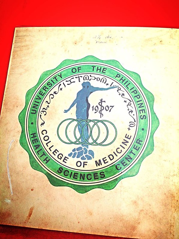 The original copy of the logo of the UP College of Medicine created by Brod Nestor Silayan Bautista ϕ1950